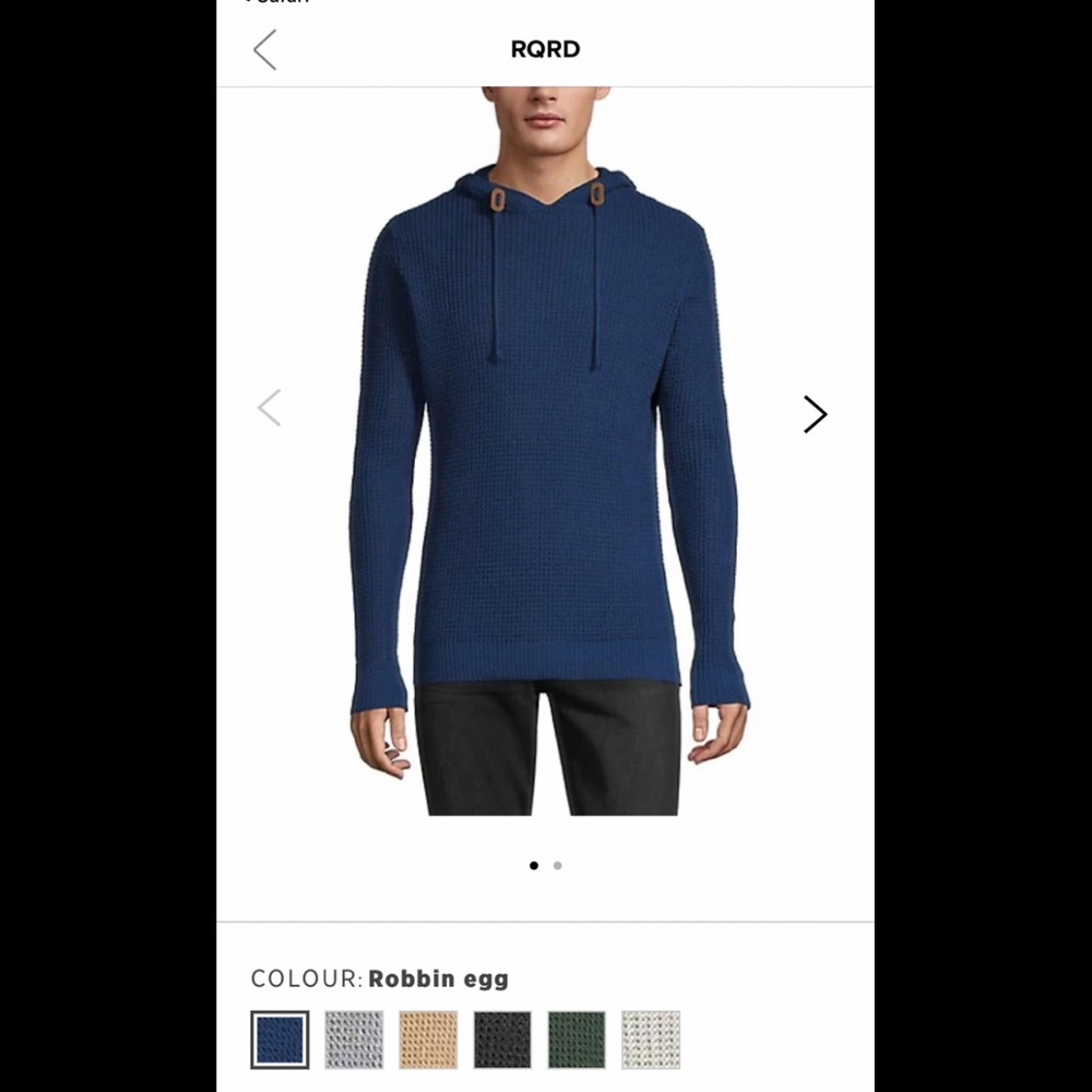 RQRD Mens Knit Sweater. Recycled Cotton Robin Egg Blue
